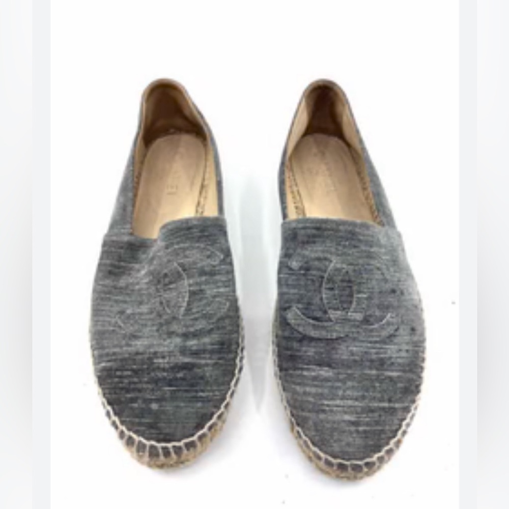 Chanel Grey Suede Espadrilles